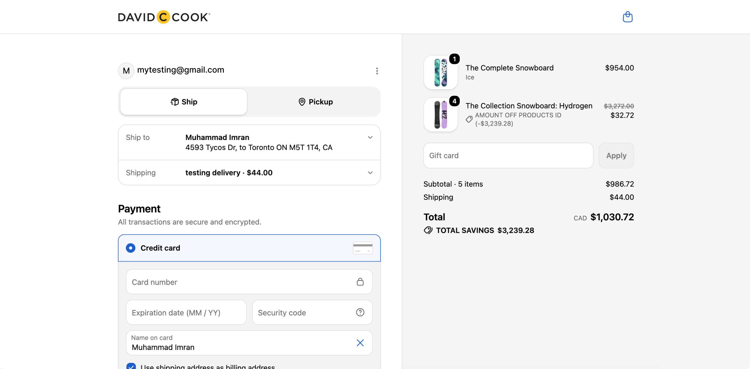 Product Discount admin screen